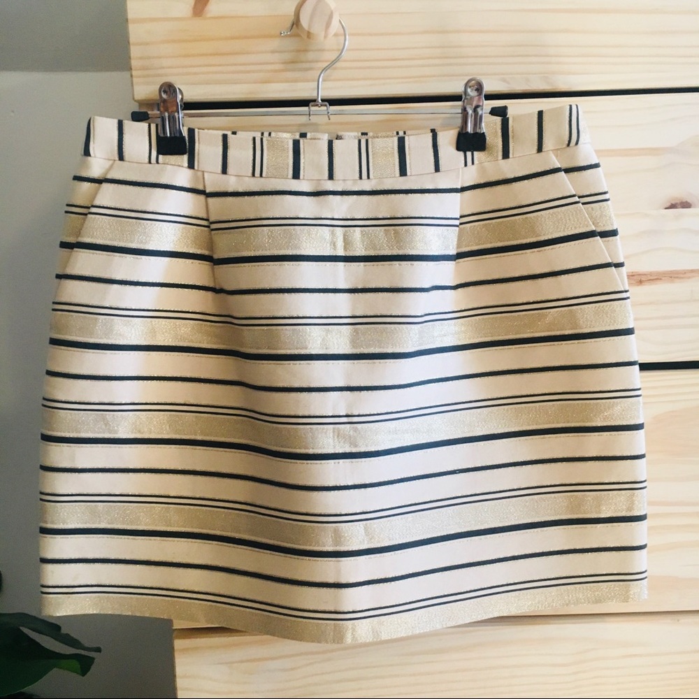 JCrew metallic skirt with stripes